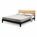 Lavarro Wood Bed three-quarter view with footboard lower left and headboard upper right on a white background
