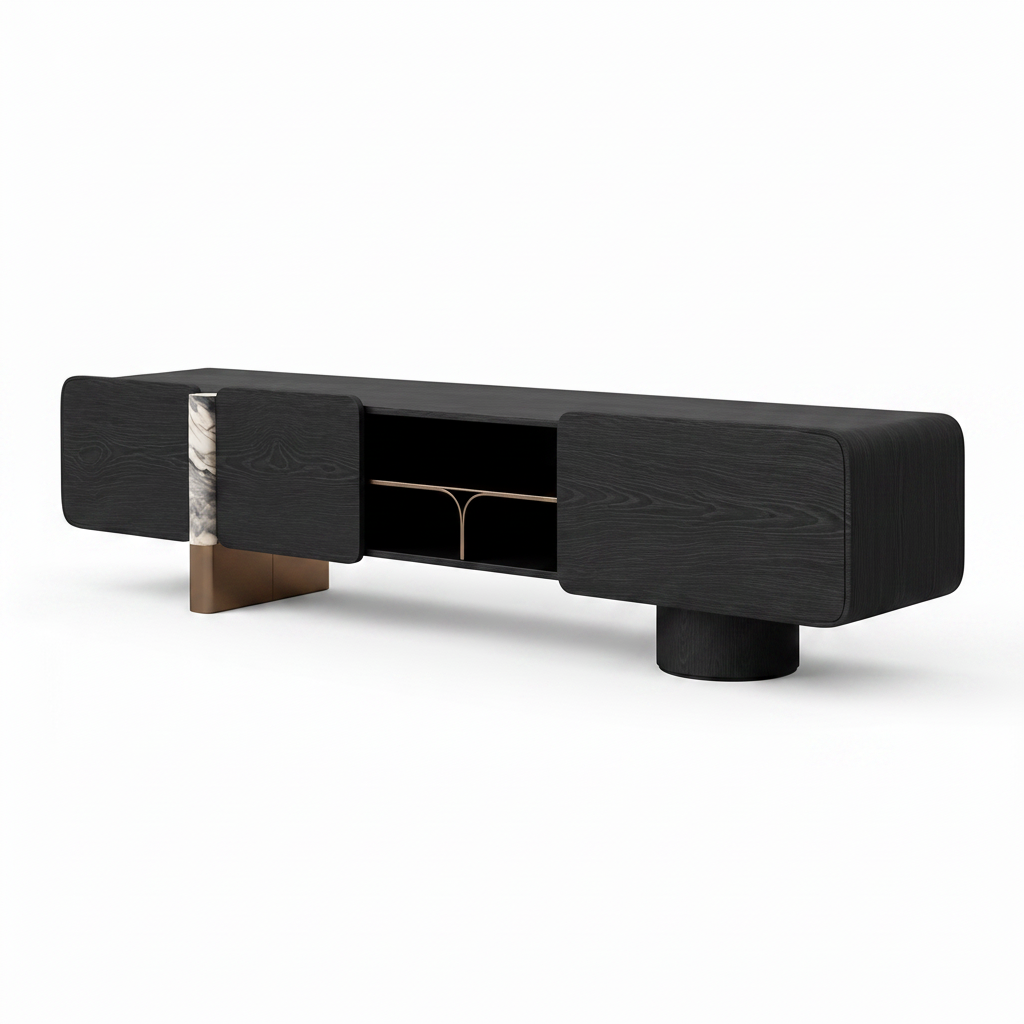 Lioren TV Stand on a white background, right-front view