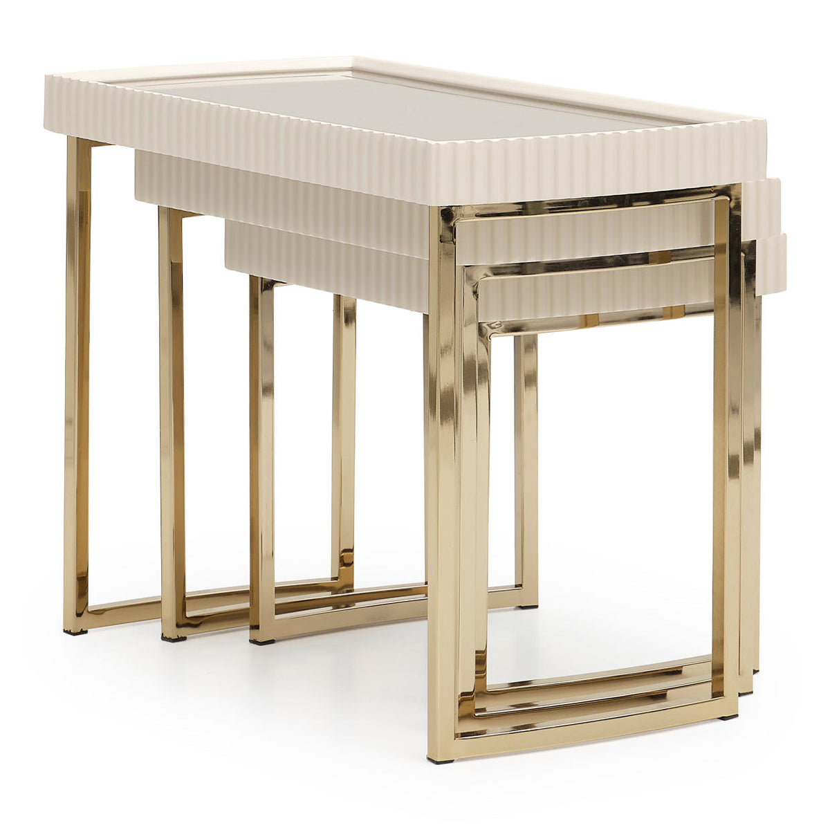 Lisbon Nesting Tables — Silken Matte Cream, left side view