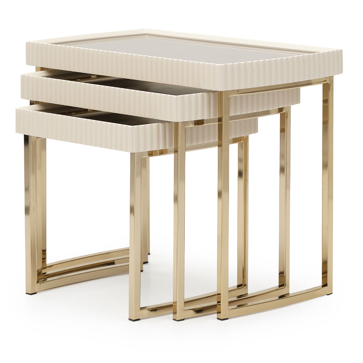 Lisbon Nesting Tables — Silken Matte Cream, left side view