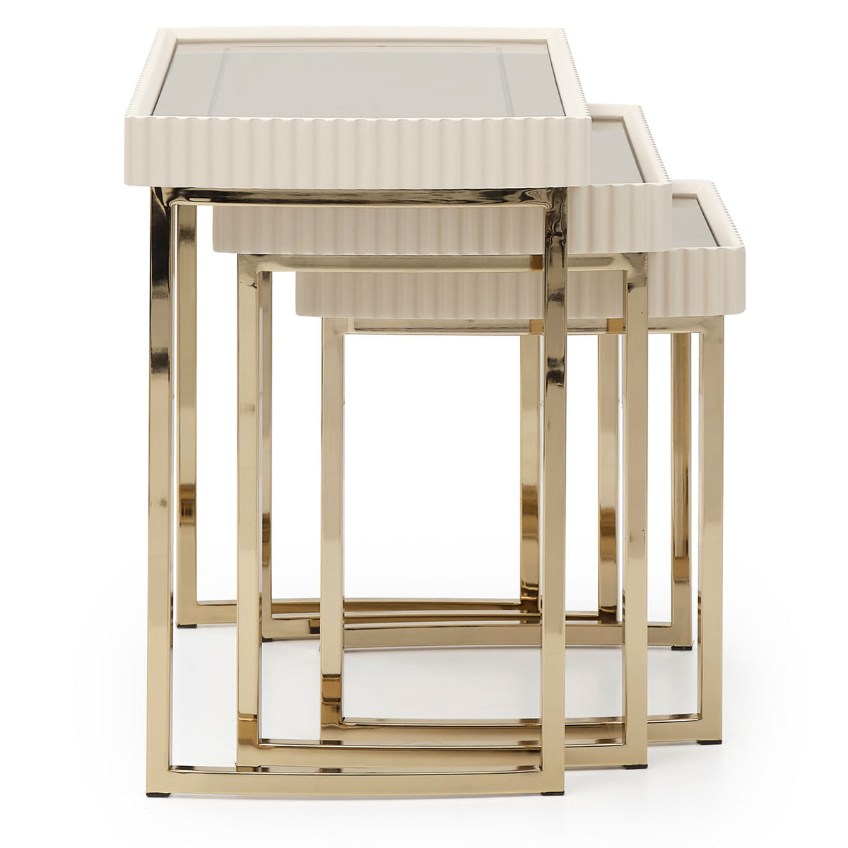 Lisbon Nesting Tables Silken Matte Cream — overall view