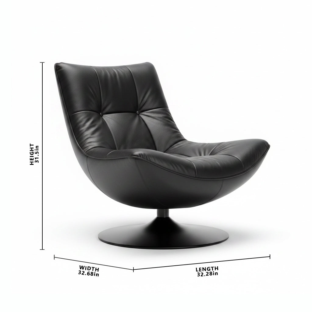 Lorviano Noir Accent Chair dimension diagram showing length, depth, and height in inches.