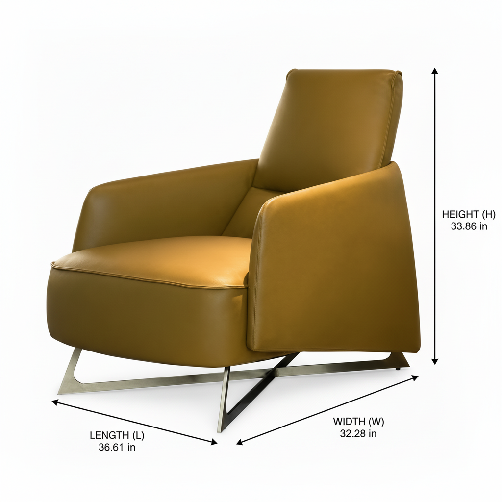 Marvane Accent Chair dimension diagram showing length 36.61 inches, width 32.28 inches, and height 33.86 inches