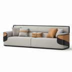Merenza Sofa in light grey leather, right-front 45-degree studio view