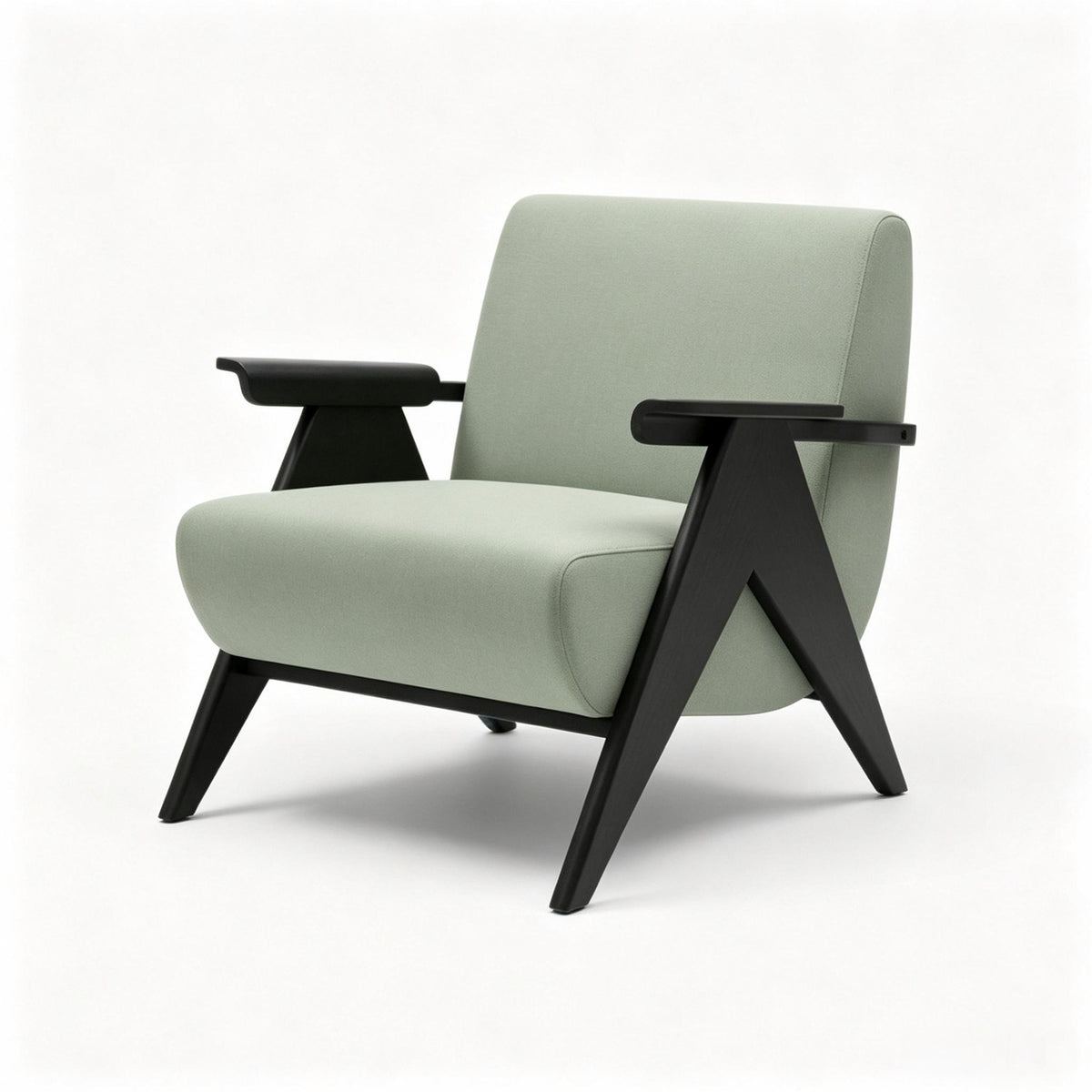 Norevin Accent Chair in ash wood and upholstered fabric on a white background