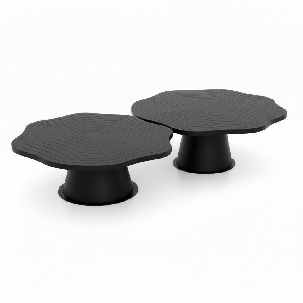 Quavaro black coffee table set in a left-near right-far 45-degree view
