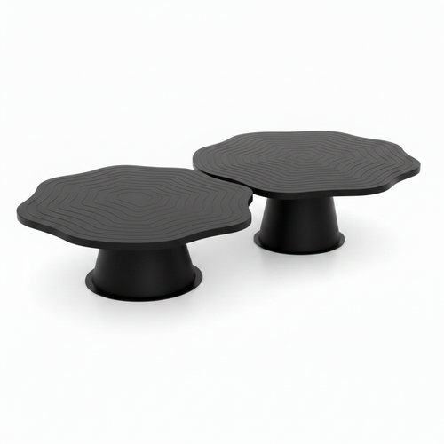 Quavaro black coffee table set in a left-near right-far 45-degree view