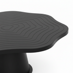 Quavaro black coffee table sculpted woodgrain tabletop edge detail
