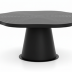 Quavaro black coffee table pedestal base and tabletop connection detail
