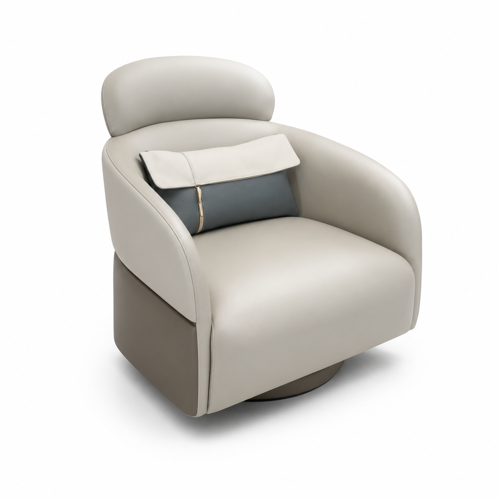Quesselle Accent Chair three-quarter view showing the upholstered seat and sculpted wood frame
