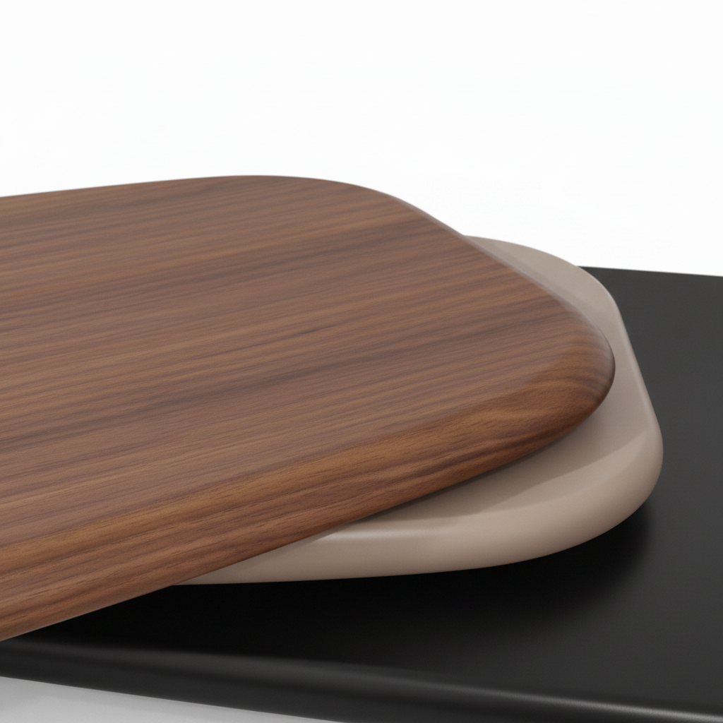 Rovique coffee table ivory and black layered base connection detail