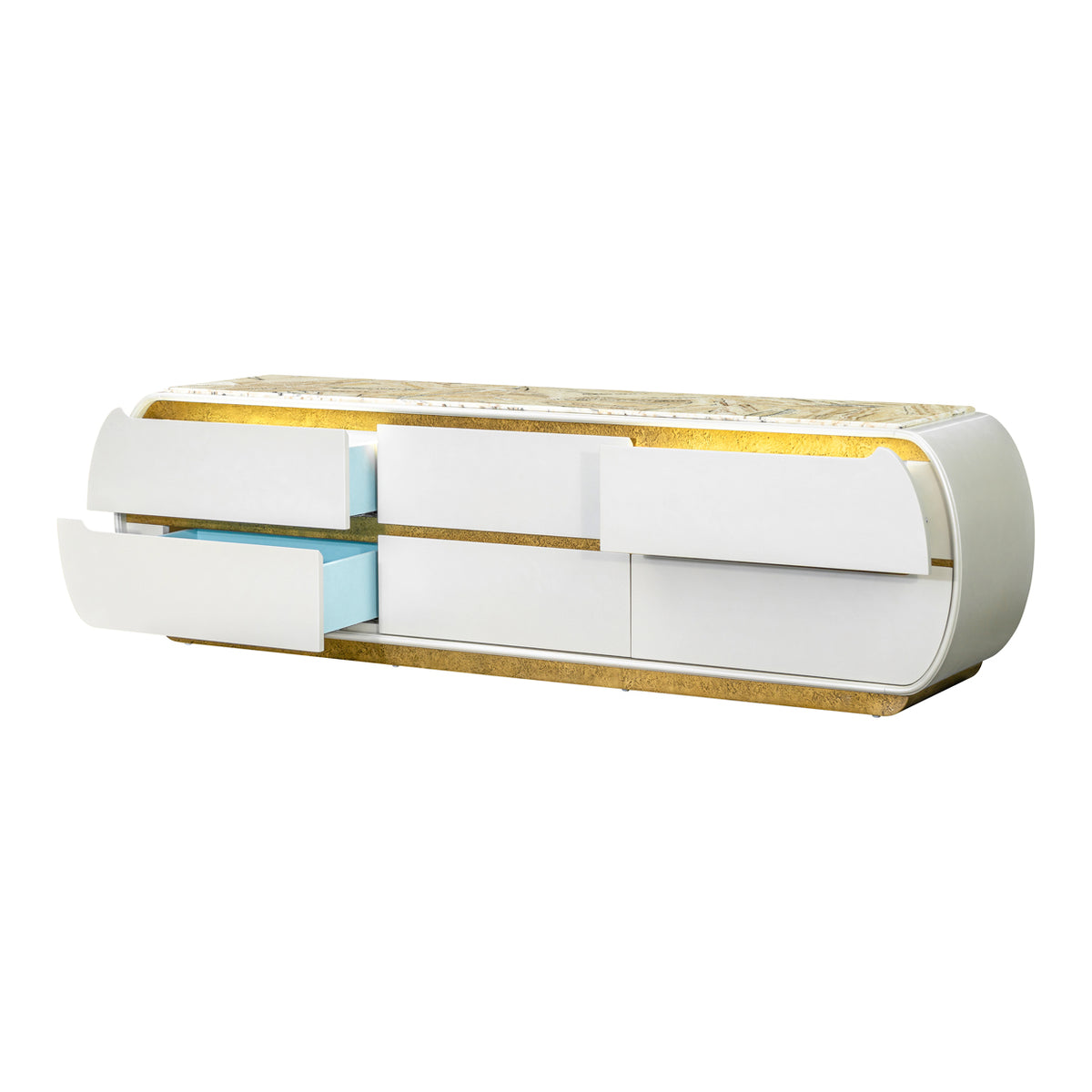 Sirene Media Cabinet Creamy Pearl — left side view