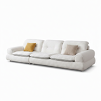 Tervano Sofa in white fabric, complete right-front 45-degree view, closer framing