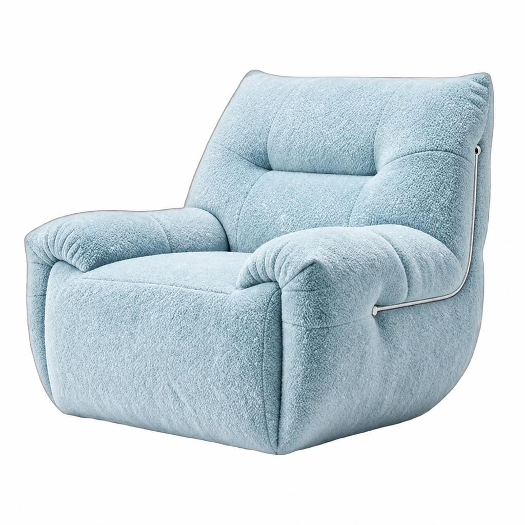 Uvenza Accent Chair with light blue fabric upholstery on a white background.
