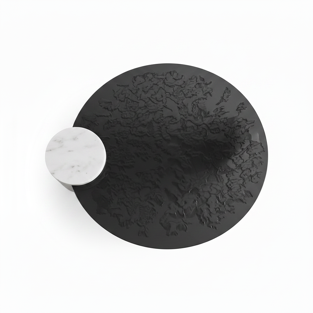 Valdessa Coffee Table orthographic top view of round textured tabletop
