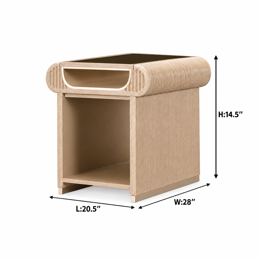 West Kensington End Table dimensions: length 20.5 inches, width 28 inches, height 14.5 inches