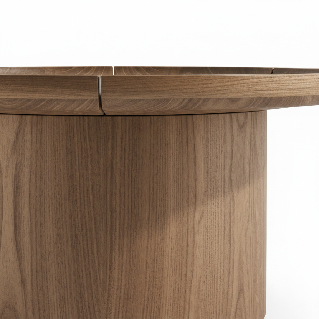 Close-up of the Westvale coffee table leg and apron joinery on a clean white background.