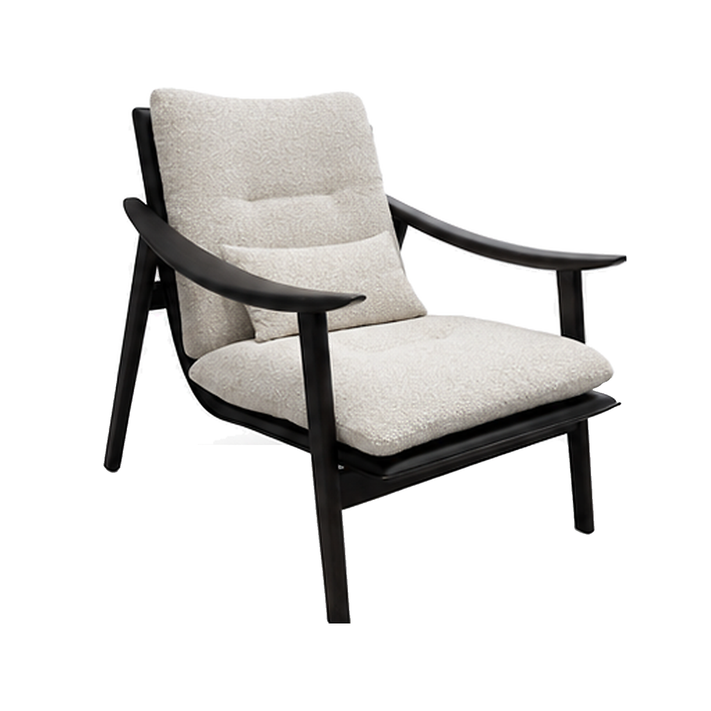 Xavaris Accent Chair with padded upholstery, a supportive backrest, curved arms, and a wooden frame on a white background.