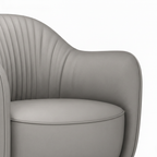 Yveron leather accent chair fluted backrest and full-grain leather texture detail