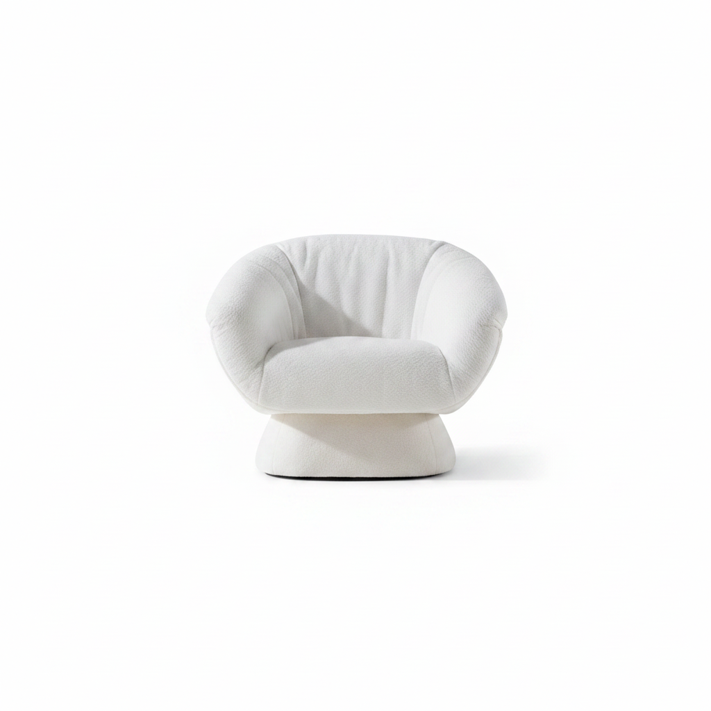 Zelmira Accent Chair with upholstered seating, a quilted backrest, curved arms, and a supportive base on a white background.