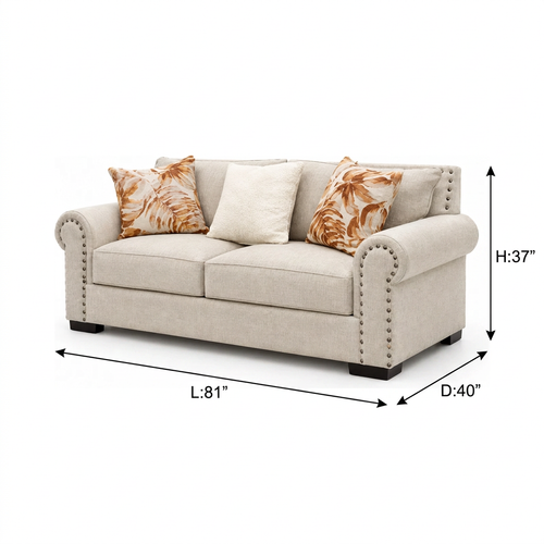 Aldwick Linen Loveseat 尺寸图