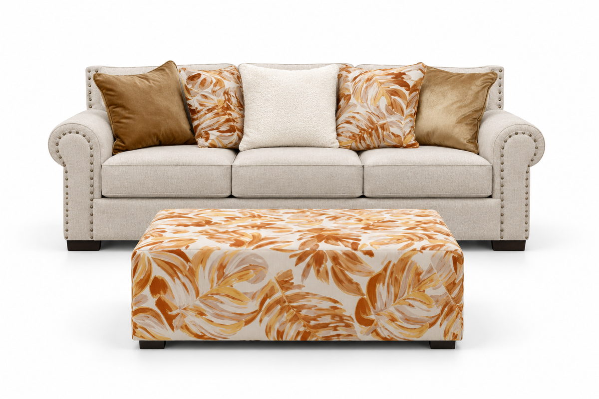 Aldwick Linen Sofa — optional ottoman configuration