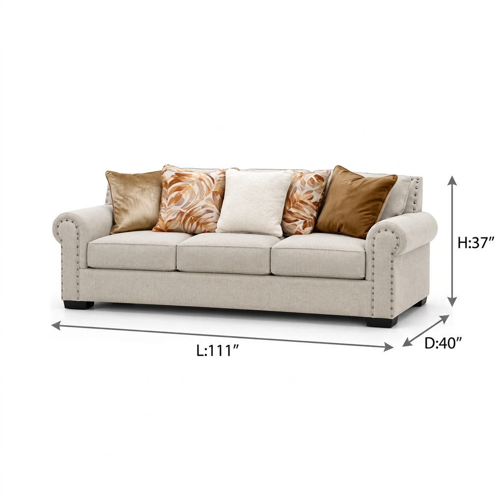 Aldwick Linen Sofa 白底尺寸图