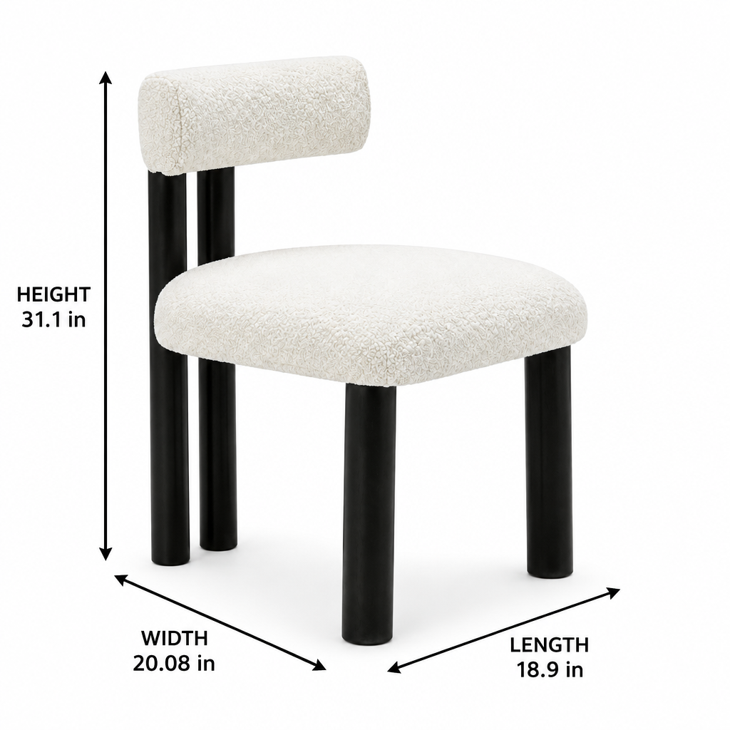 Almerique Dining Chair White variant dimension diagram