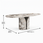 Alveron Marble Dining Table rectangular-style dimension diagram