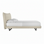 Amandelle Italian Leather Bed left-side view of the bed frame on a white background