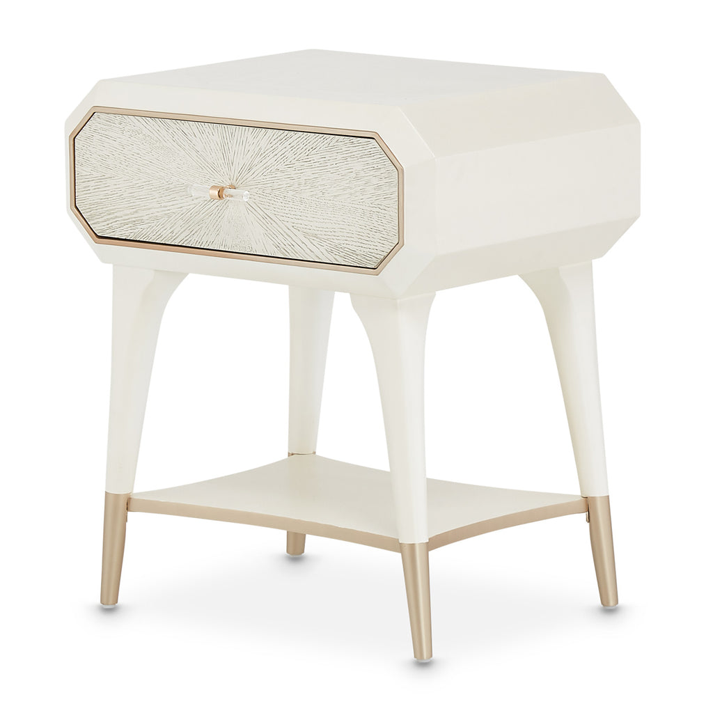 La Rachelle Nightstand/End Table 1 Drawer Medium Champagne — another angle