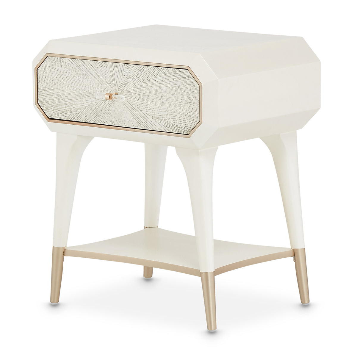 La Rachelle Nightstand/End Table 1 Drawer Medium Champagne — another angle
