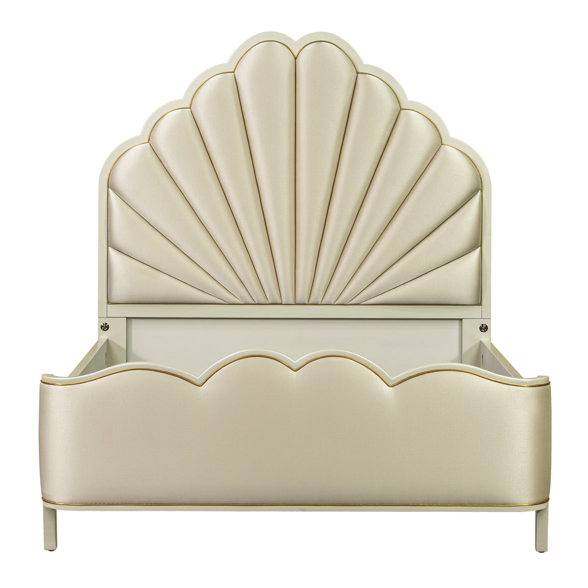 Sirene Eastern King Channel Tufted Bed 3pc Creamy Pearl — overall view