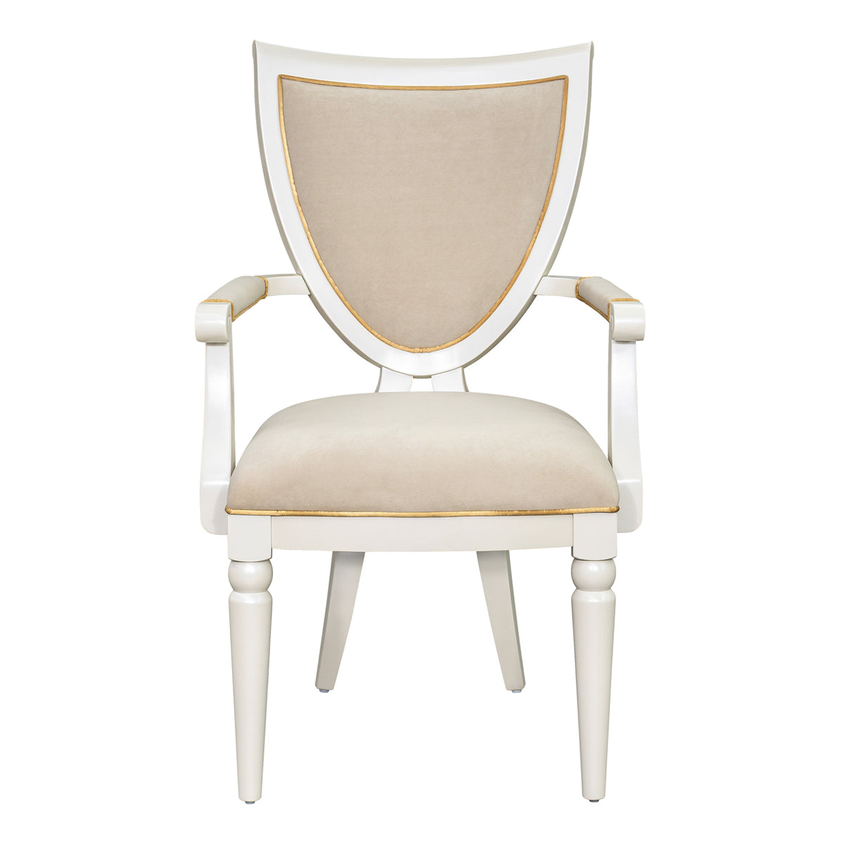 Sirene Shield Back Arm Chair Creamy Pearl — overall view