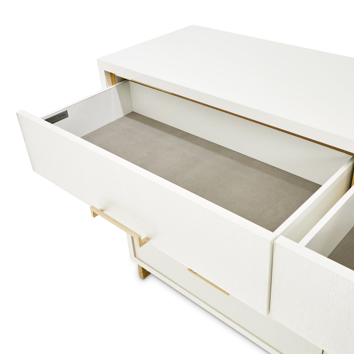 Palm Gate Dresser and Mirror Set — included dresser drawer interior