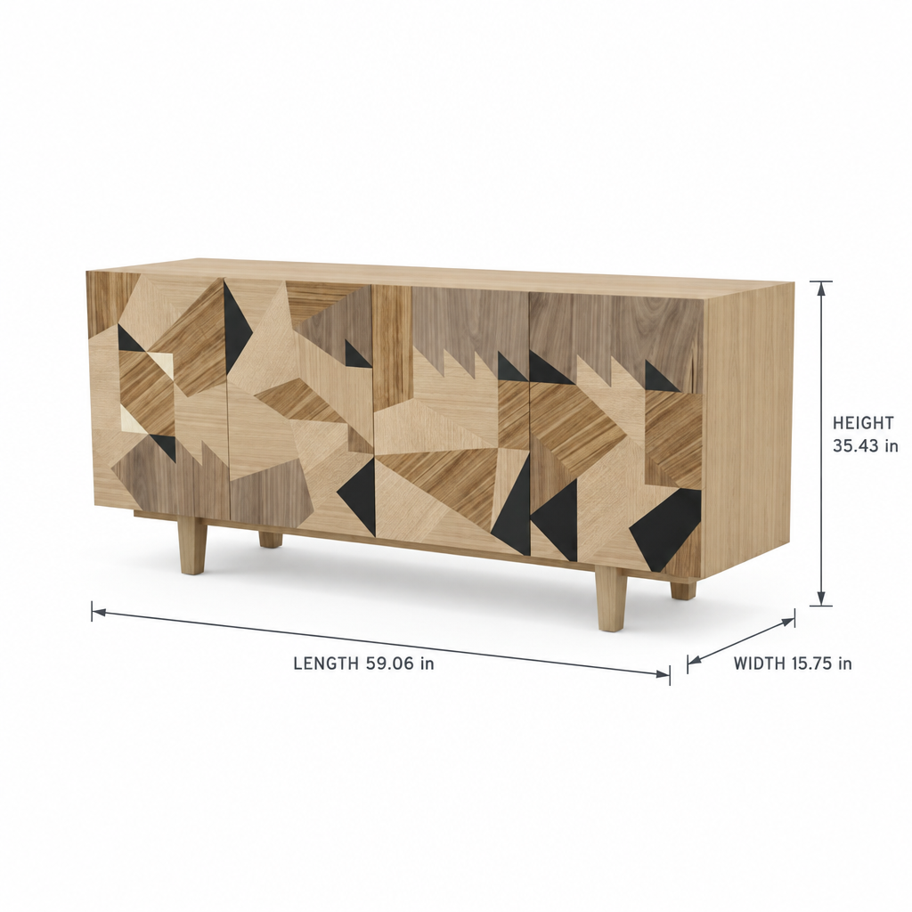 Ardelune Sideboard dimension diagram showing length, depth, and height in inches.
