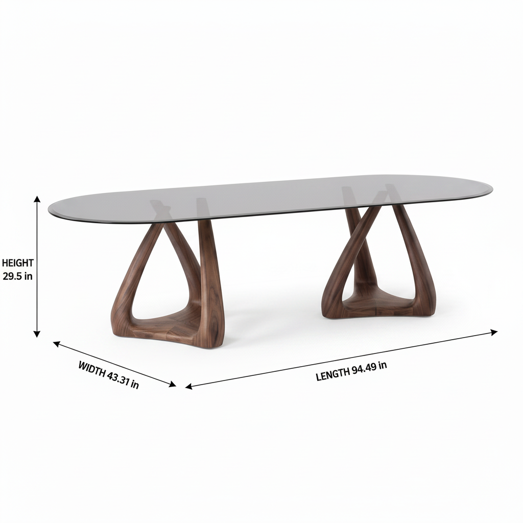 Arden Ash Glass Dining Table dimension diagram