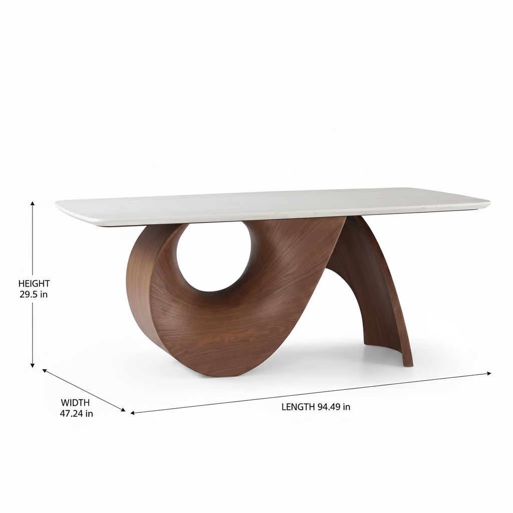 Astraea Arc Dining Table dimension diagram