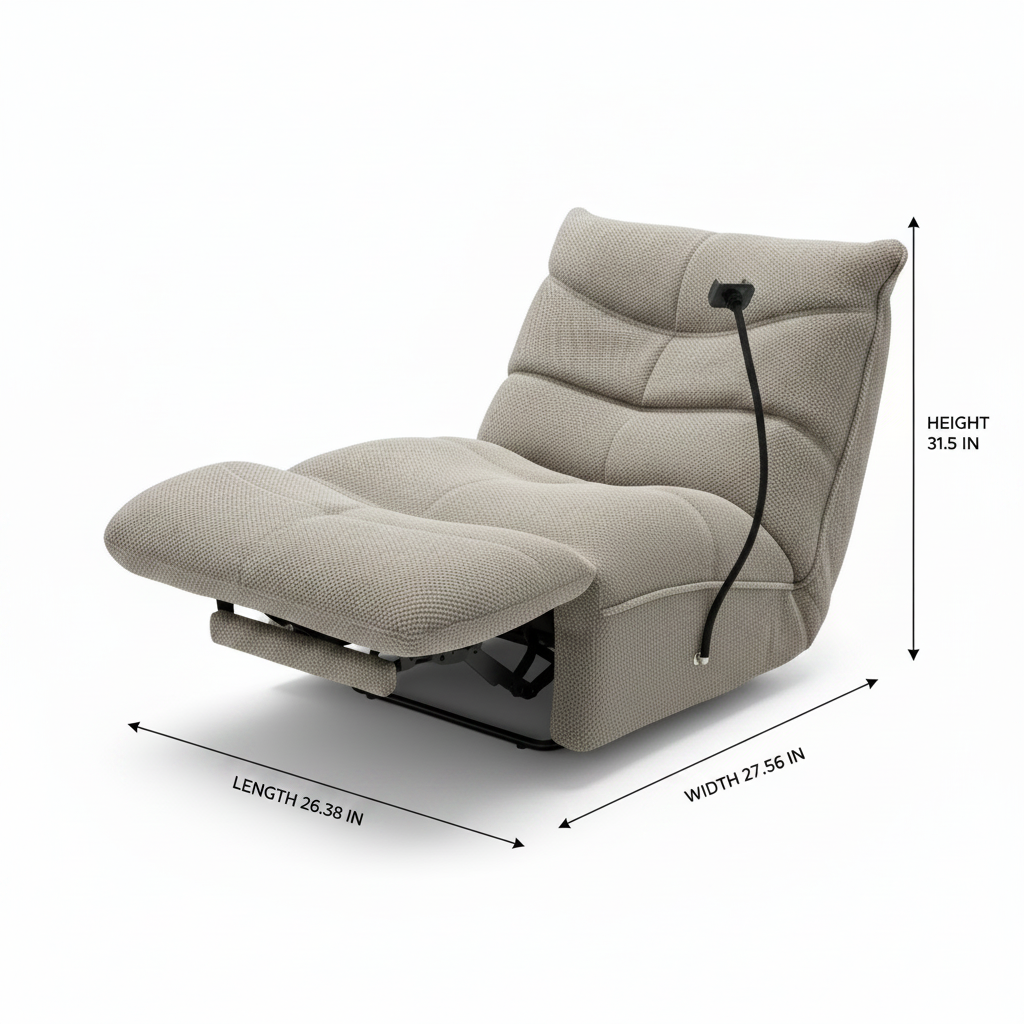 Aubecourt Accent Chair dimension diagram showing Length 26.38 IN, Width 27.56 IN, and Height 31.5 IN on a white background