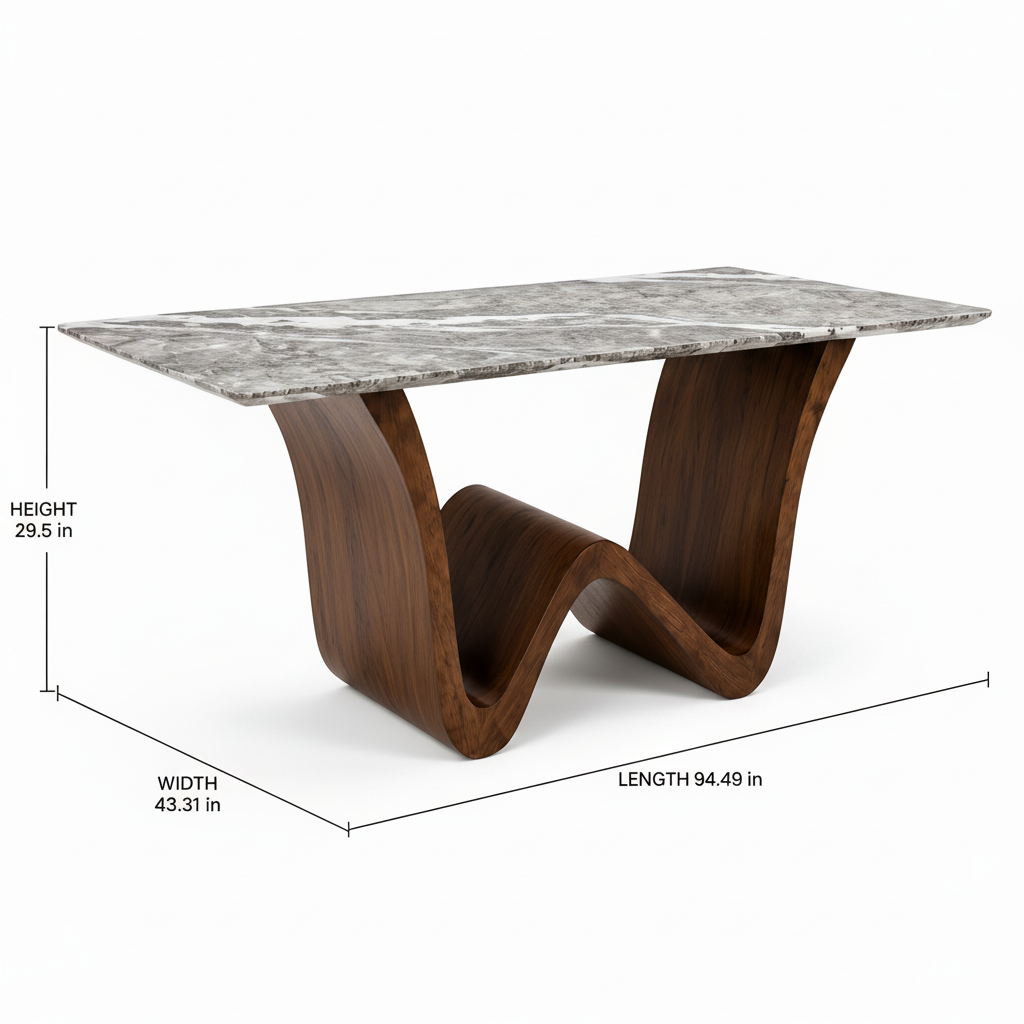 Auremont Marble Dining Table dimension diagram