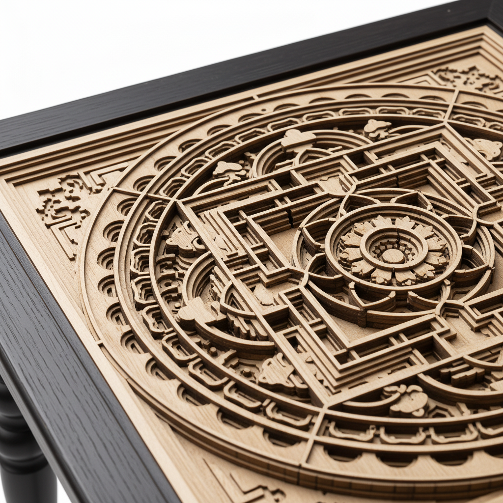 Aurevane Noir End Table - Carving Detail