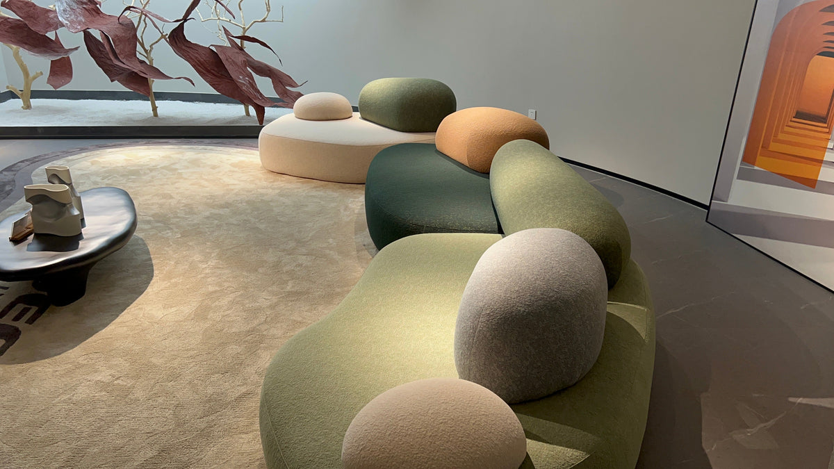 Averon Sectional — side view of the curved three-piece arrangement