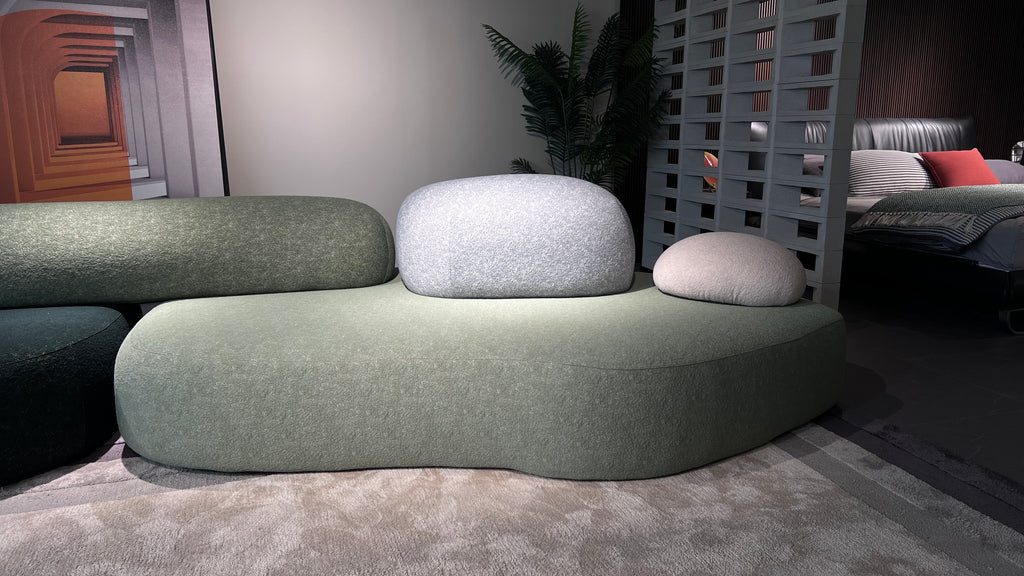 Averon Sectional Grand module — sage green seat with gray back cushion