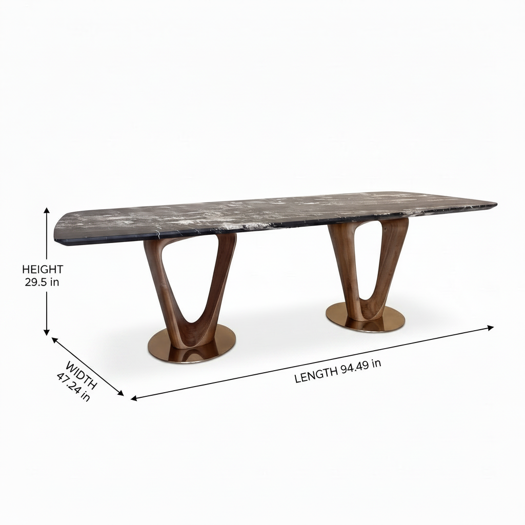 Beaumont Marble Dining Table dimension diagram