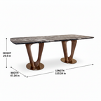 Bellerose Marble Dining Table dimension diagram