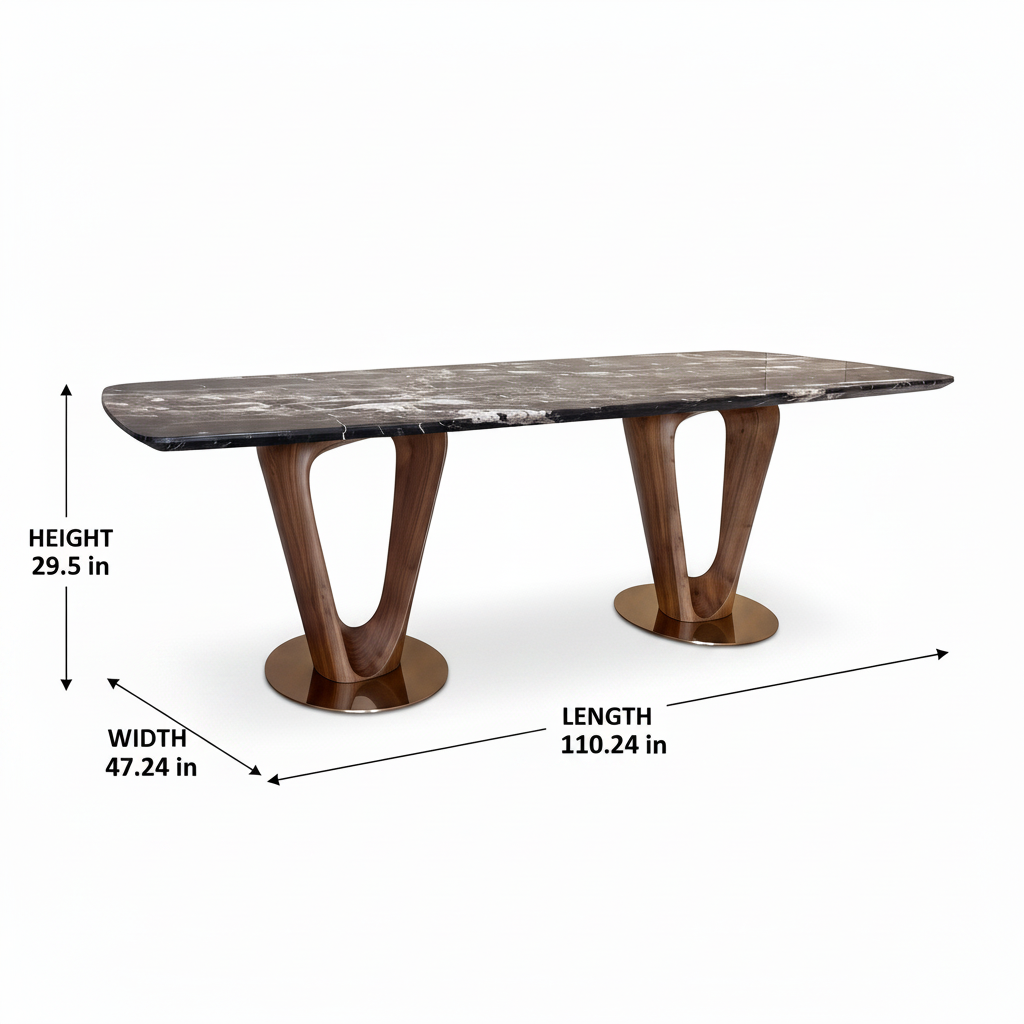 Bellerose Marble Dining Table dimension diagram