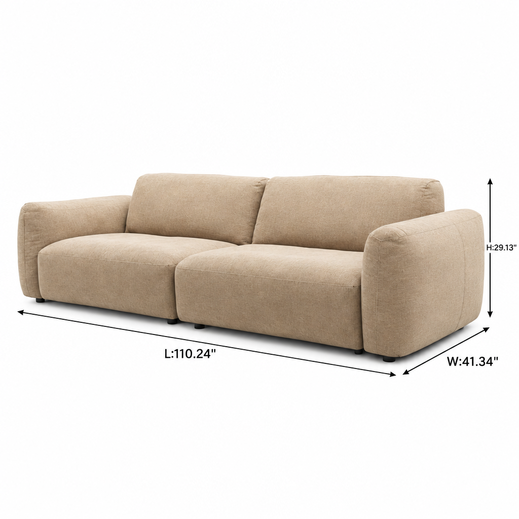 Bellunoir Sofa — dimensions on white background