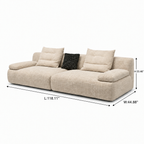 Belmora Sofa — dimensions on white background