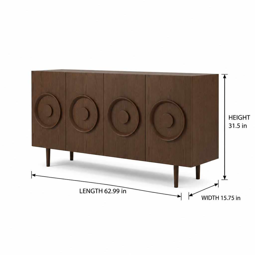 Bravaro Sideboard dimension diagram showing length, depth, and height in inches.