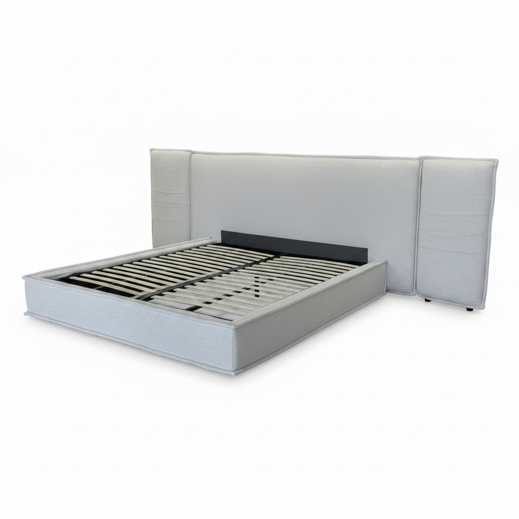 Bressac Bed three-quarter view with footboard lower left and headboard upper right on a white background